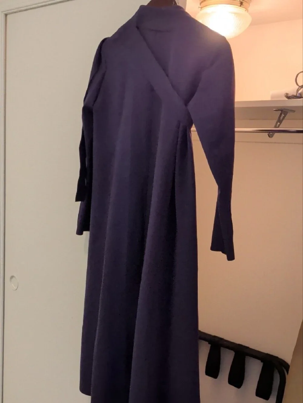 Long Navy Women's Open-Front Trench Coat